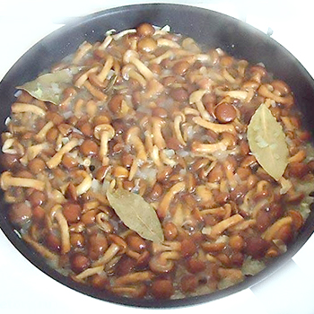 如何在平底锅里煮蜂蜜蘑菇
