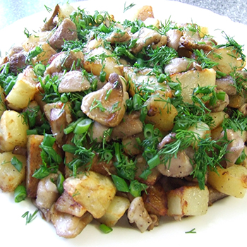Bulvių receptai su šaldytais grybais
