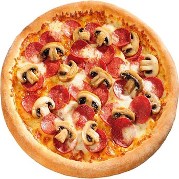 Resep pizza dengan jamur dan sosis di rumah
