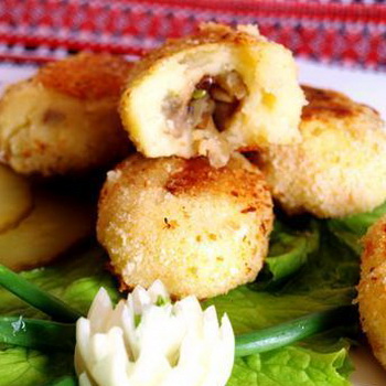 Zrazy kentang tanpa lemak dengan cendawan: resipi langkah demi langkah dengan foto