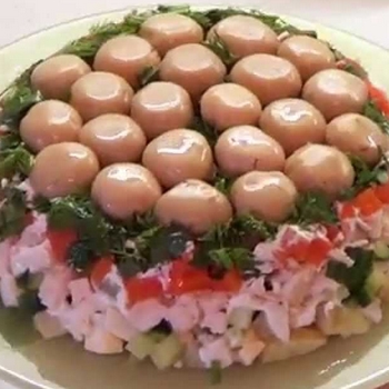 Salad asli "Mushroom glade" dengan jamur